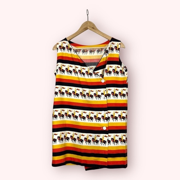 VINTAGE 1960’s Striped Equestrian Horse Micro Mini Dress/Tunic by Pamela Foster - Picture 4 of 9